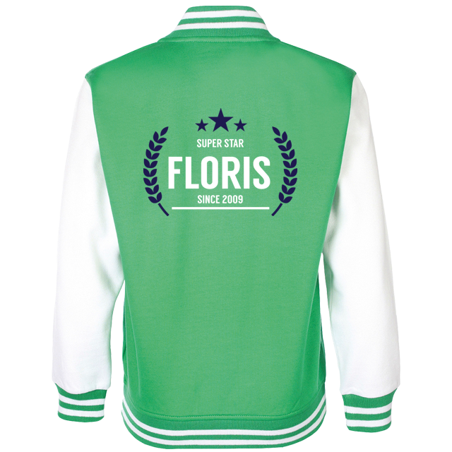 Baseball vest met je naam bedrukt groen Baseball vest Groen