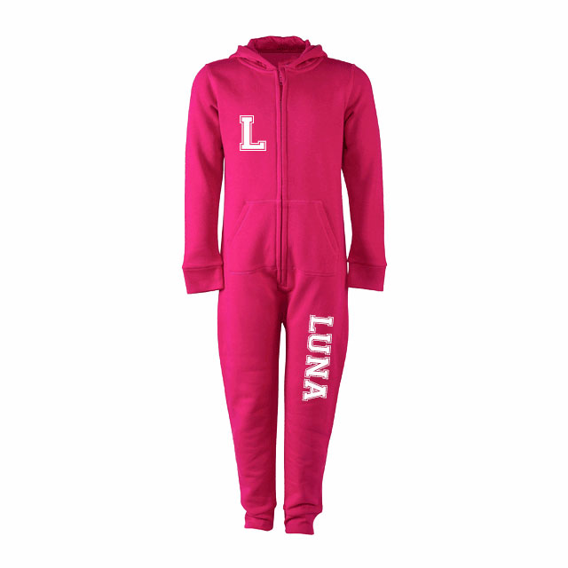 Junior onesie all in one met je naam bedrukt fuchsia.varsaty Onesie Fuchsia