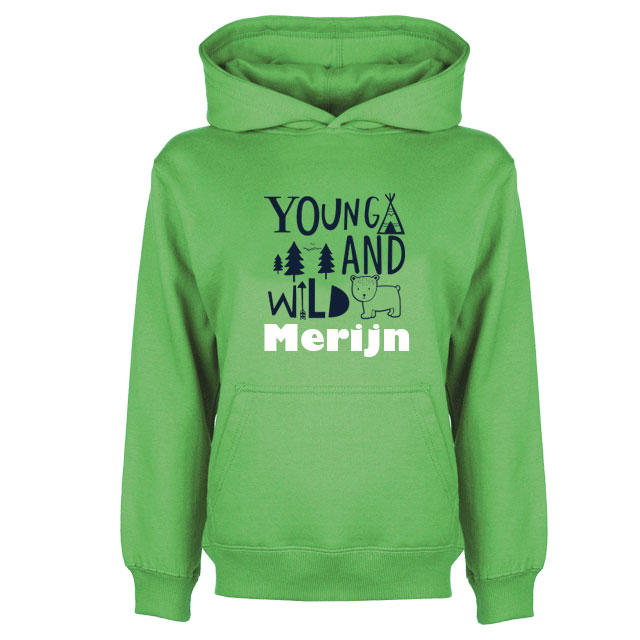 Hoodie capuchon sweater met naam bedrukt groen Hoodie Groen