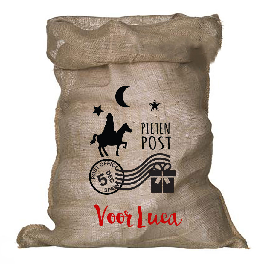 Jute zak sinterklaas met naam Jute zak