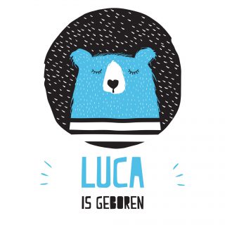 Geboortesticker Beer blauw
