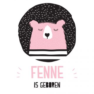 Geboortesticker Beer roze