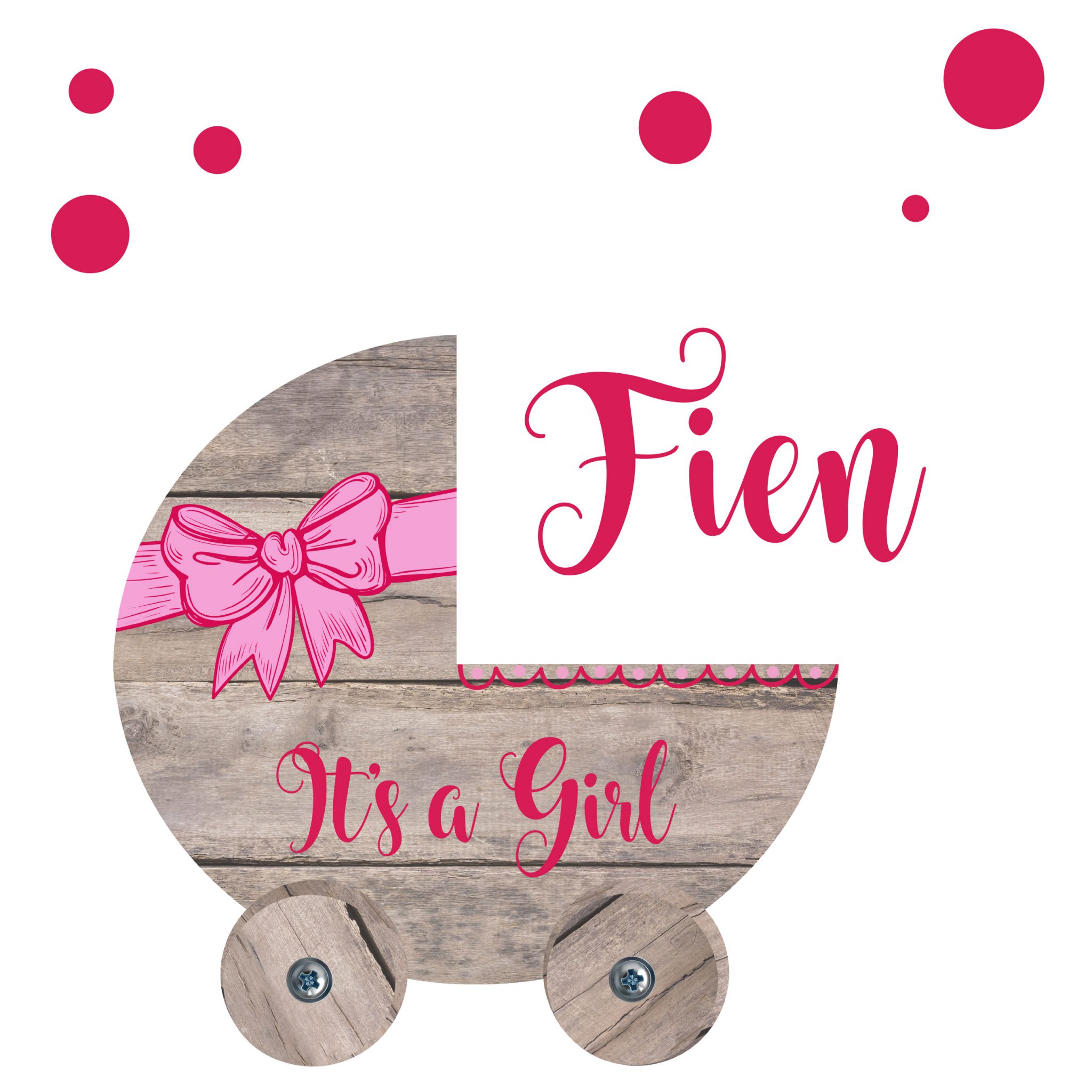 Geboortesticker kinderwagen roze Geboortesticker Wagen Roze