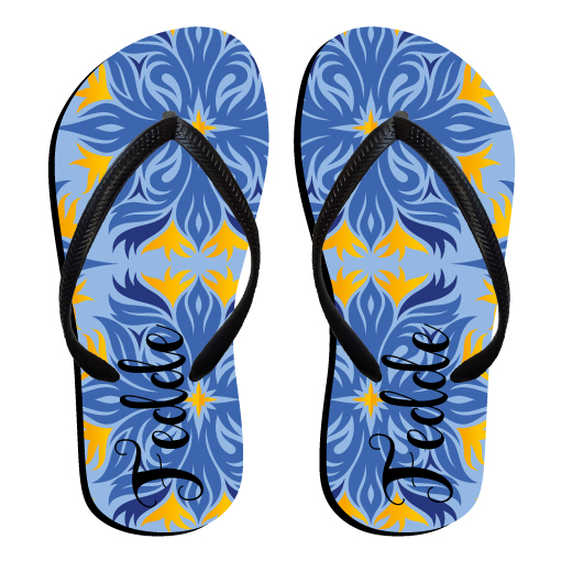 Slippers met naam hawaii blauw Slippers Hawaii bleu