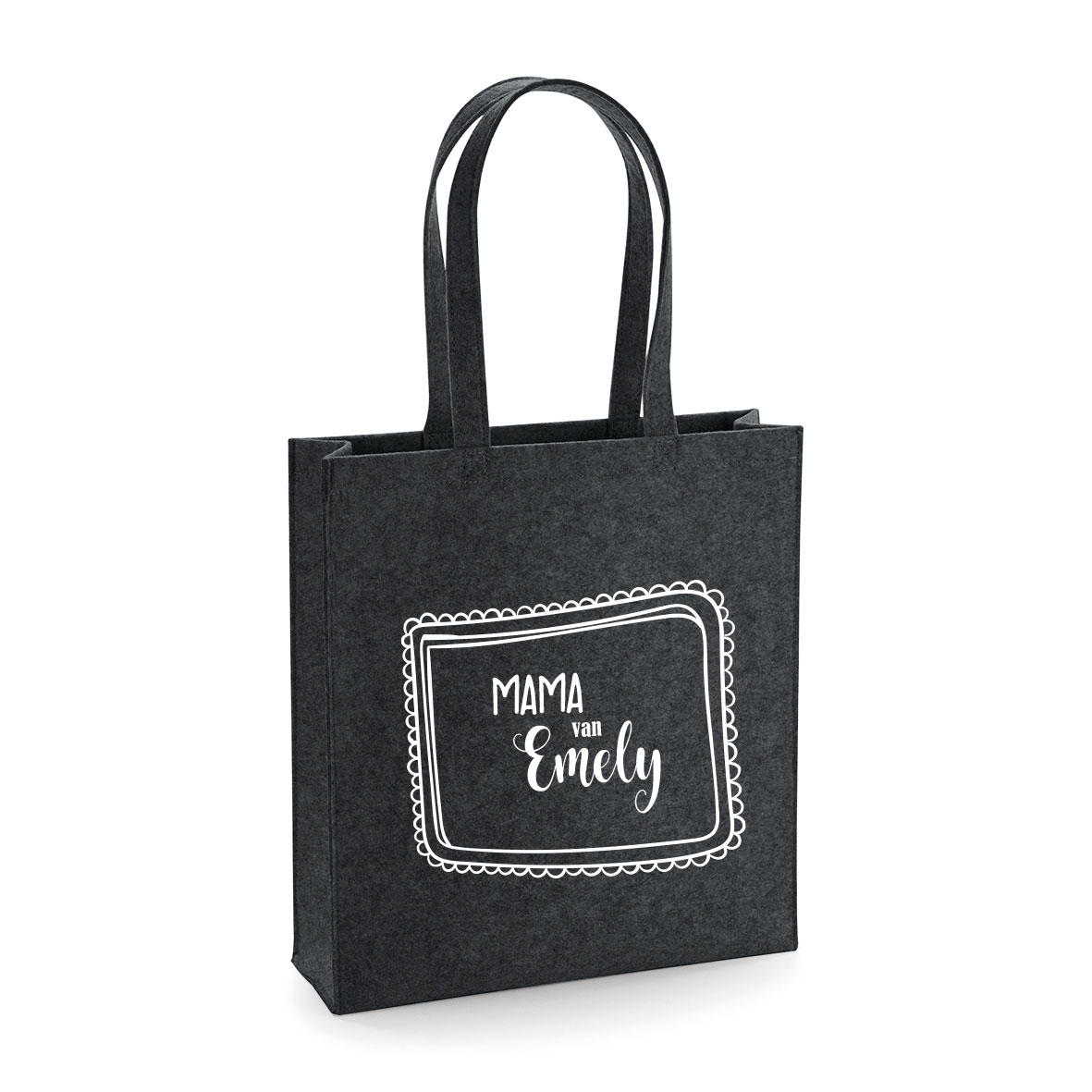 Label42-vilt-shopper-antraciet-H-met-naam Shopping bag antraciet Vilt